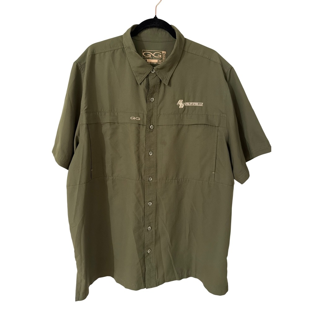 GameGuard Outdoors 1023 Mens 2X Olive Green Short Sleeve Fishing Shirt Vented